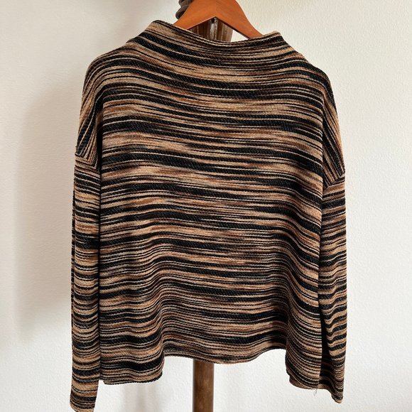 Coldwater Creek Women's Size L Space-Dyed Mock-Neck Drop Shoulder Sweater - Picture 3 of 8